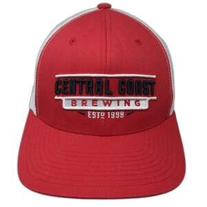Yupoong Trucker Hat Red One Size Central Coast Brewing Est 1998 Mesh Snapback